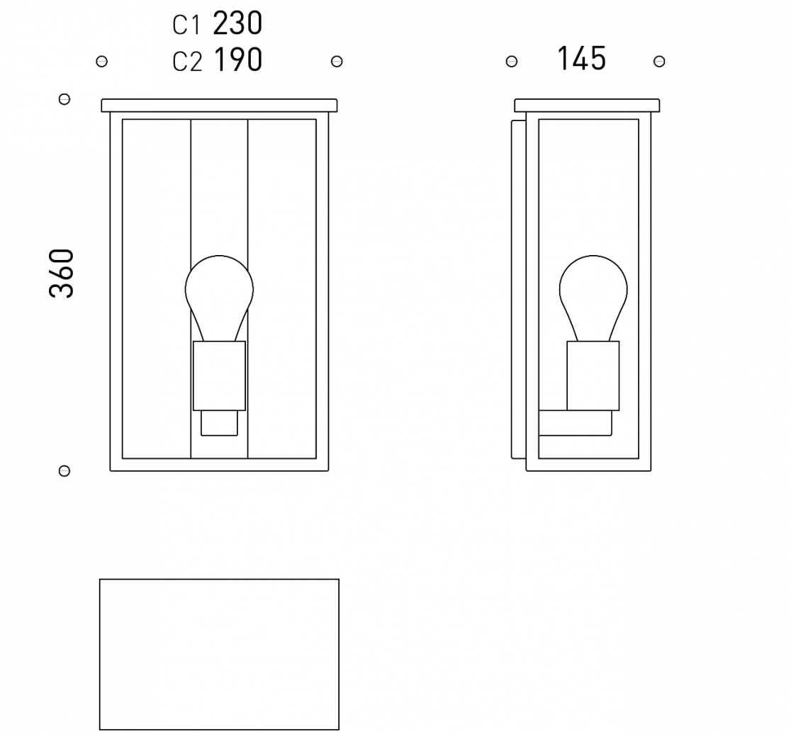 Maße der Hausleuchte Cubus