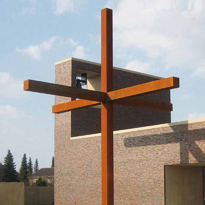 Sphärisches Kirchenkreuz Cortenstahl