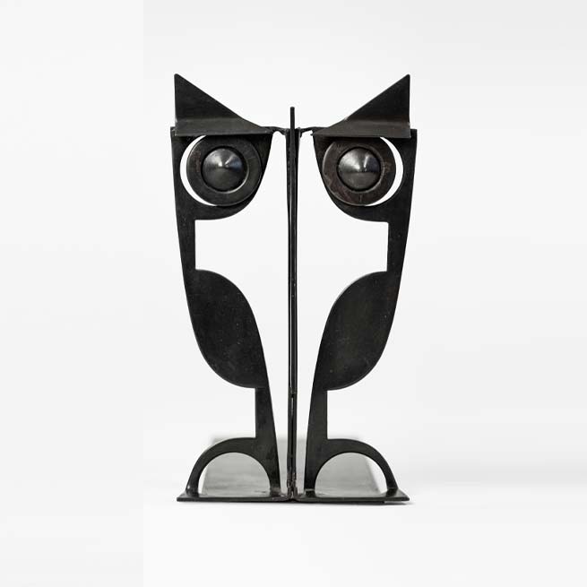 Buchstütze Eule aus Bronze geschmiedet